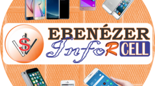 A finalidade da imagem é divulgar a empresa Ebenézer Inforcell no mercado de Assistência Técnica em Celulares e Computadores